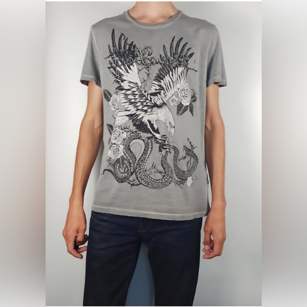Just Cavalli Gray Graphic T-Shirt